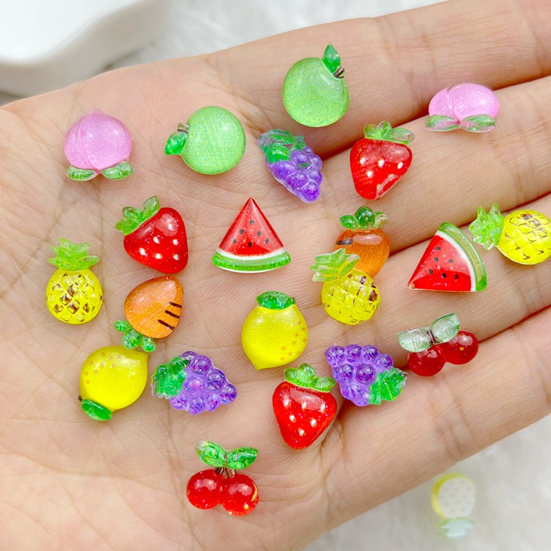Nail Art Overlay - 50pcs Resin Colorful Glitter Apple Grape