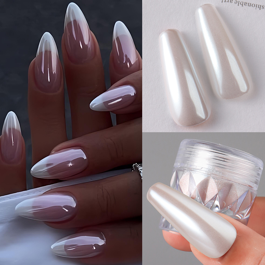 1 Box White Chrome Pearl Nail  - Dip Powder Nail ulasan dan harga