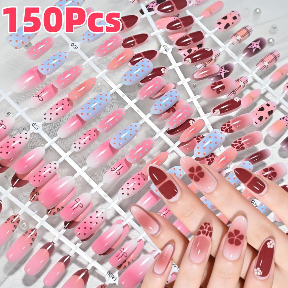 150Pcs Pink Blue Ombre Leopard - Nail Art Leopard ulasan dan harga