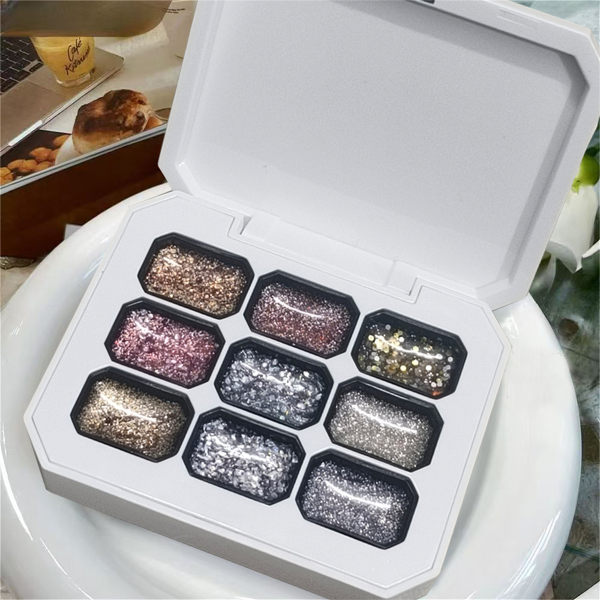 1pc 9 Colors Starburst Glitter - Nail Art Overlay ulasan dan harga
