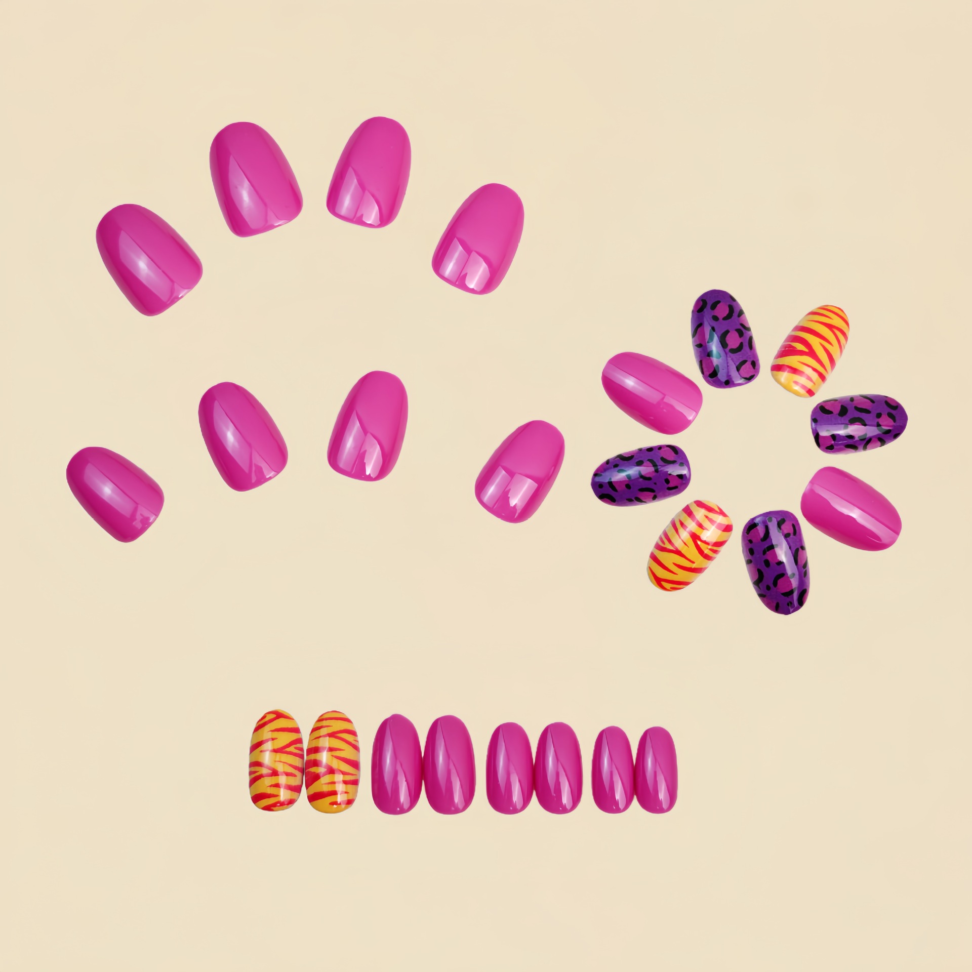 Short long fake nails for wome - Nail Art Leopard ulasan dan harga