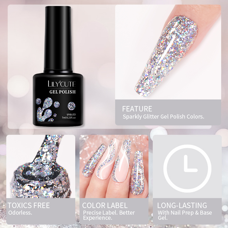 LILYCUTE 7ml Glitter Nail Gel  - Dip Powder Nail ulasan dan harga