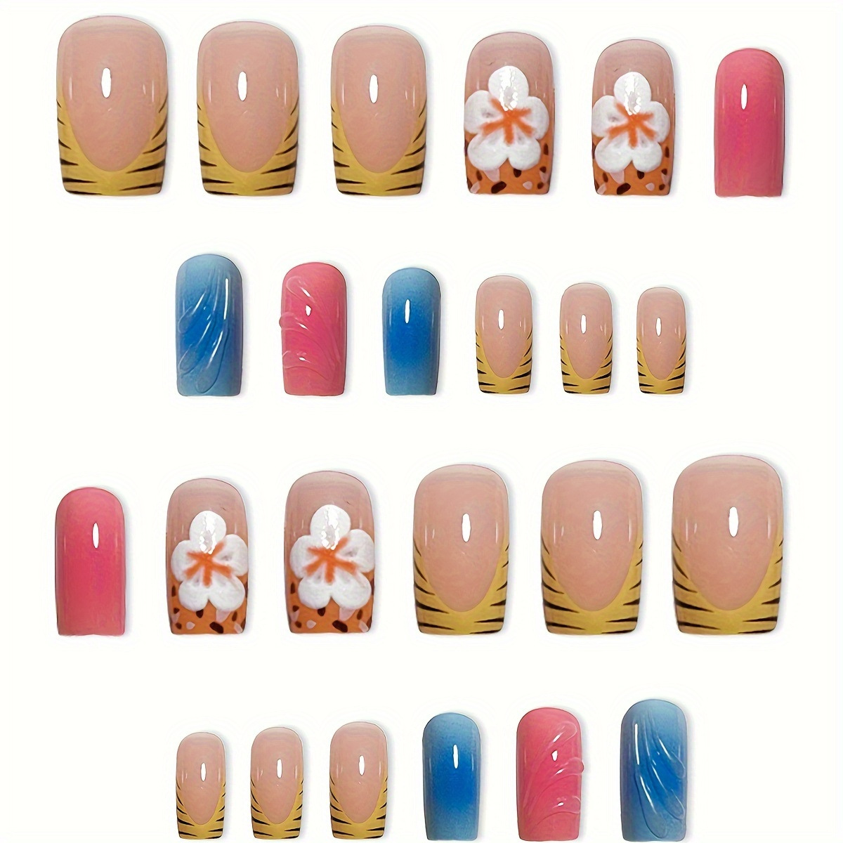 24pcs Short Square Head False  - Nail Art Leopard ulasan dan harga