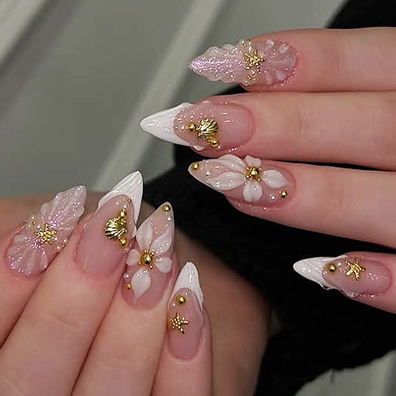 24pcs Finished Almond Press on - Nail Art Pink ulasan dan harga