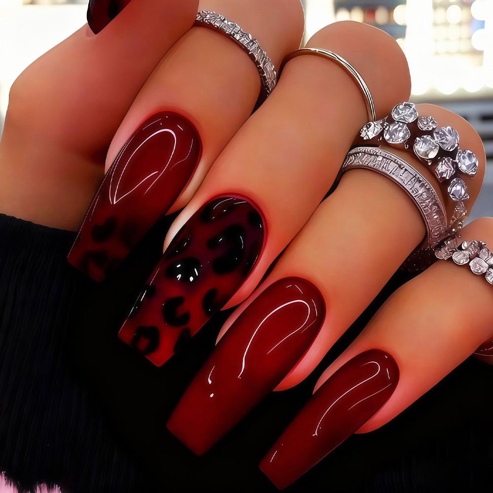 Medium fake nails tips for wom - Nail Art Leopard ulasan dan harga