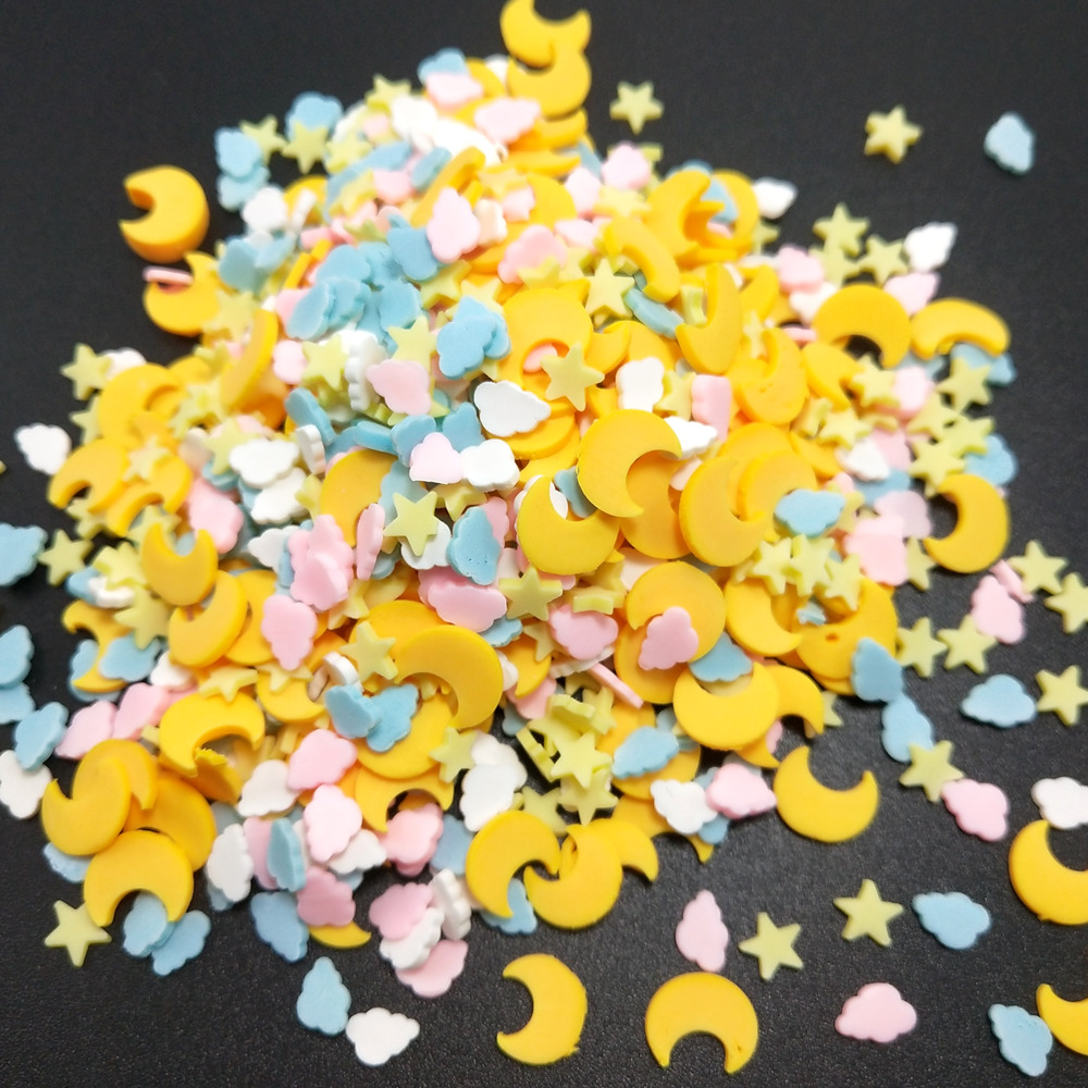 50g Yellow Star/Clouds Polymer - Nail Art Yellow ulasan dan harga