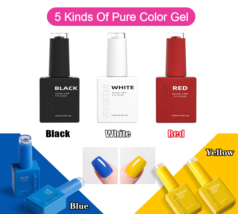 Vendeeni 15ml Black White Red  - Nail Art Yellow ulasan dan harga