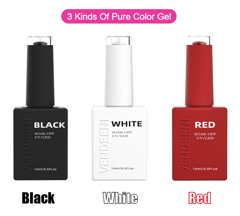 Vendeeni 15ml Black White Red  - Nail Art Yellow ulasan dan harga
