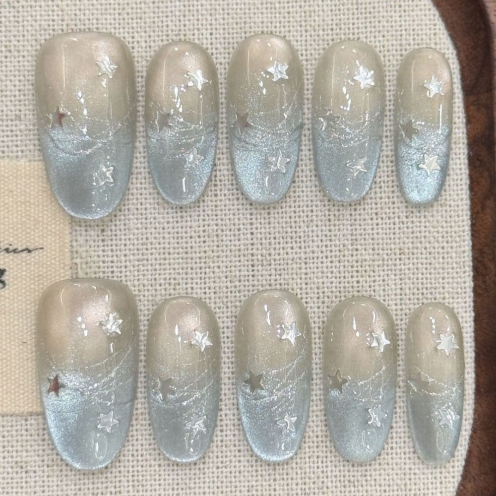 10pcs Cat's Eye Handmade Fake  - Nail Art Pink ulasan dan harga