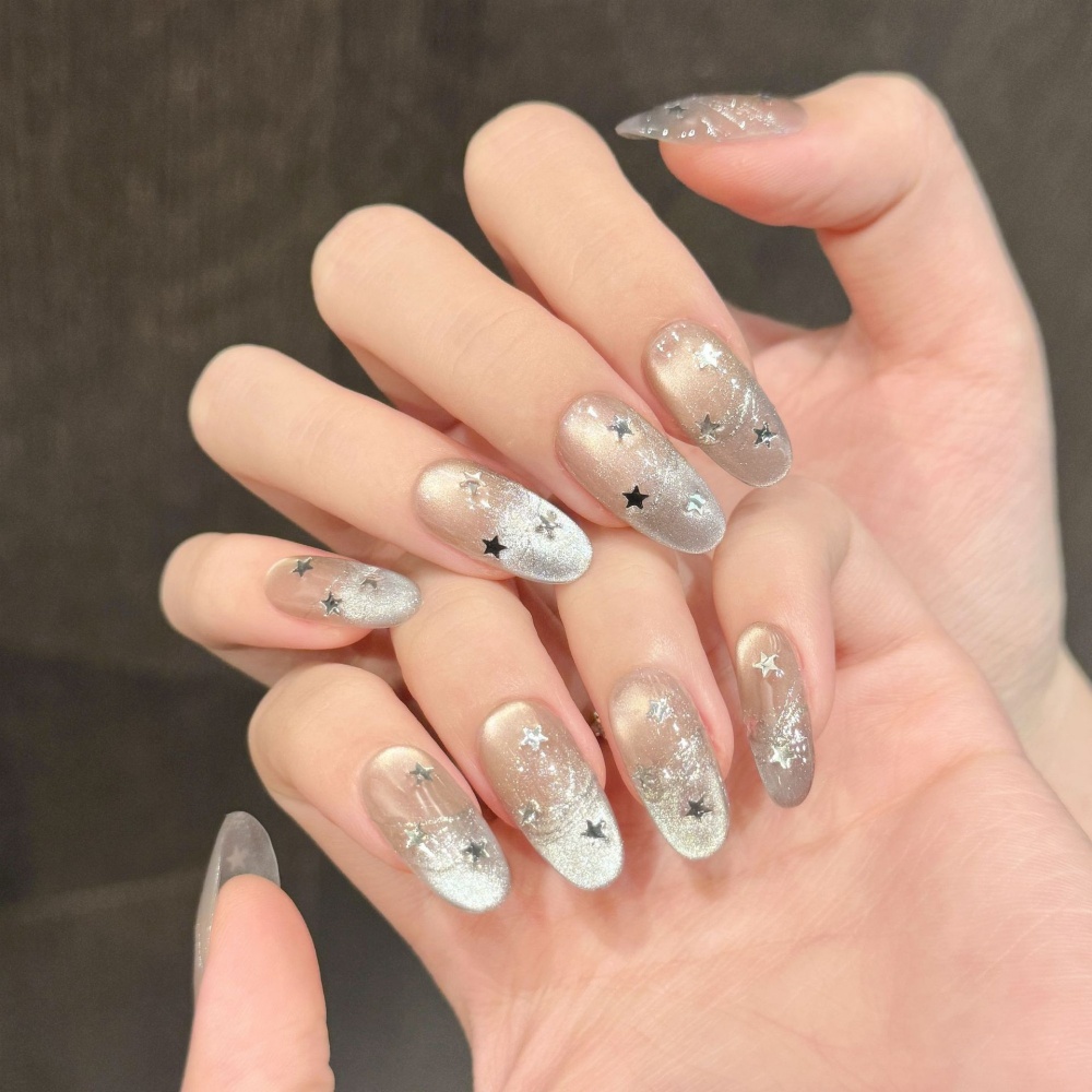 10pcs Cat's Eye Handmade Fake  - Nail Art Pink ulasan dan harga