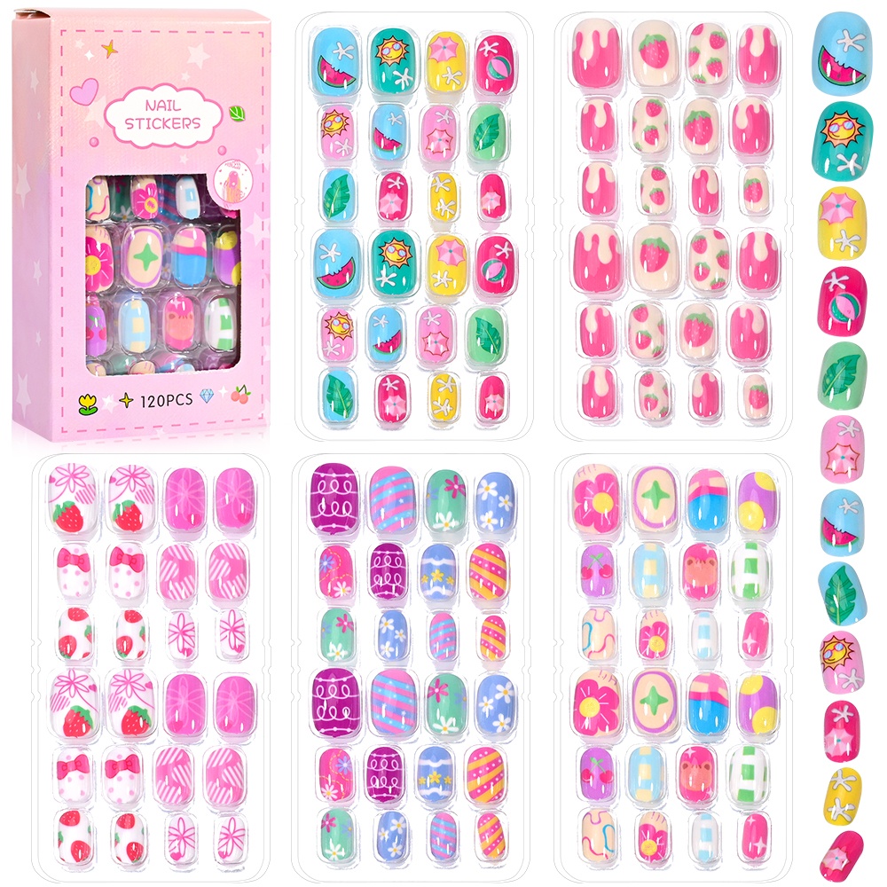 120-Piece 5-Set Candy Kids Pre - Nail Art Pink ulasan dan harga