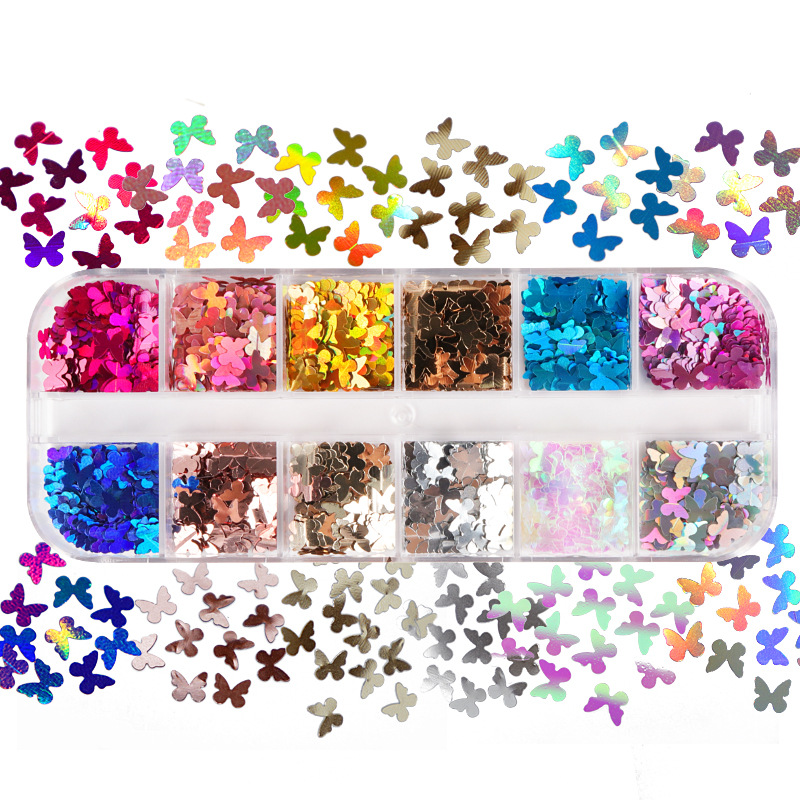Mix Color Fluorescent Butterfl - Nail Art Overlay ulasan dan harga