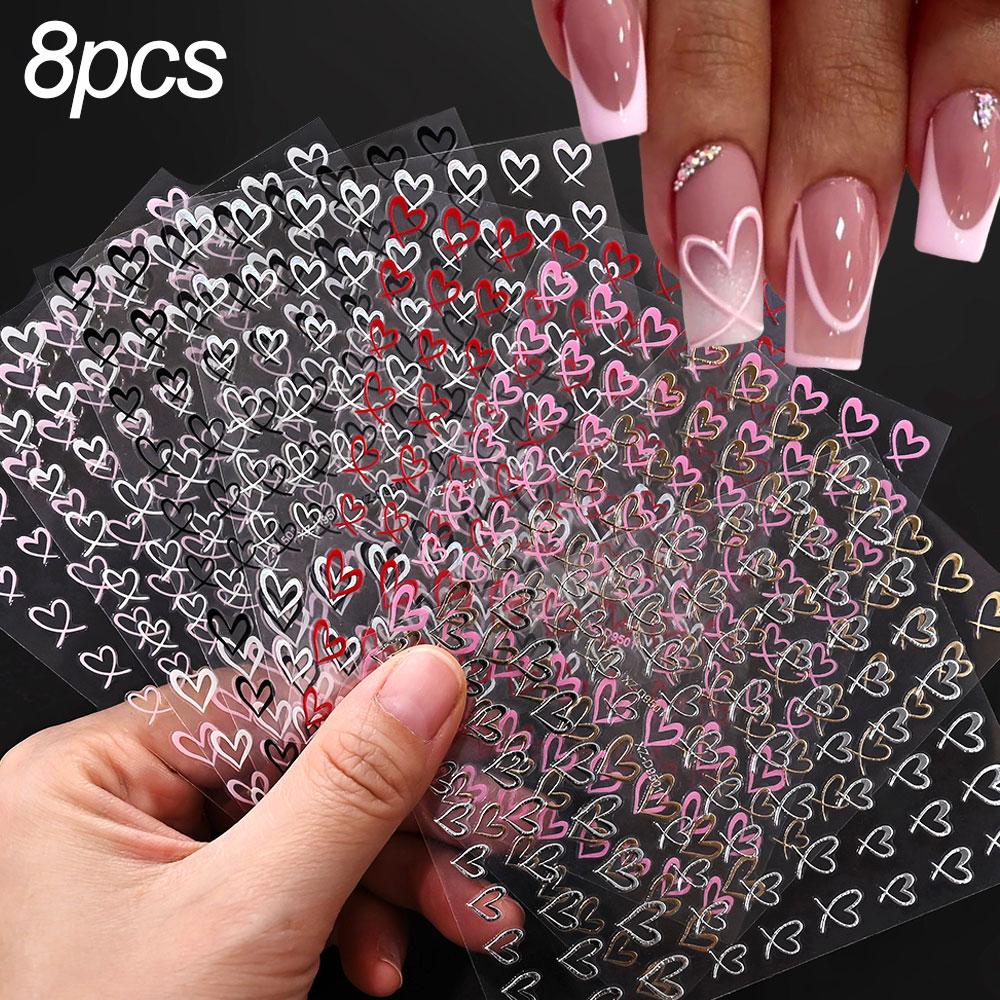 8sheets 3D Cute Love Heart Nai - Nail Art Leopard ulasan dan harga