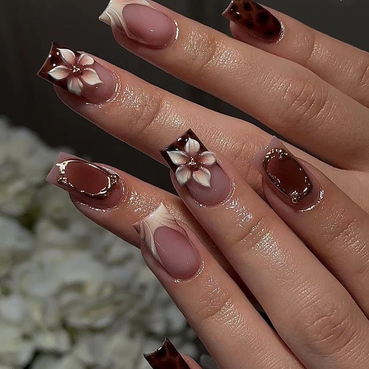 Short square fake nails for wo - Nail Art Leopard ulasan dan harga