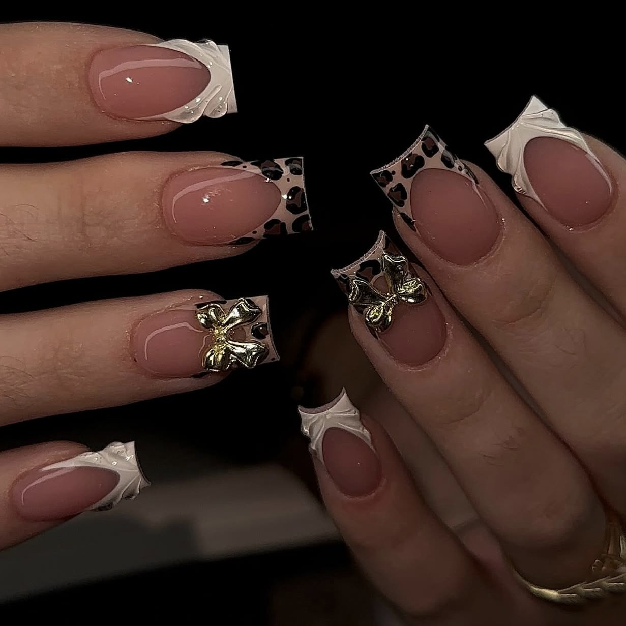 Short square fake nails for wo - Nail Art Leopard ulasan dan harga