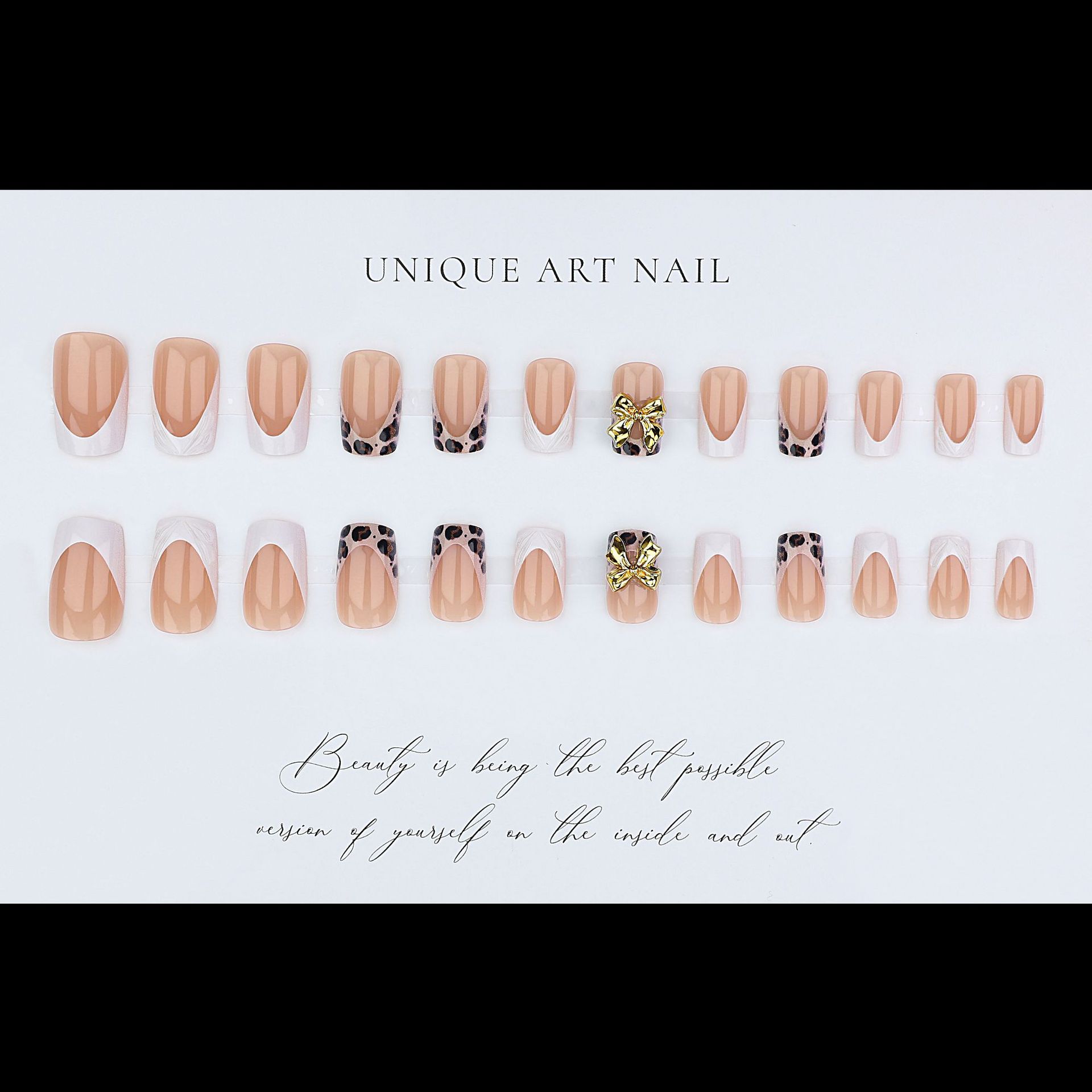 Short square fake nails for wo - Nail Art Leopard ulasan dan harga