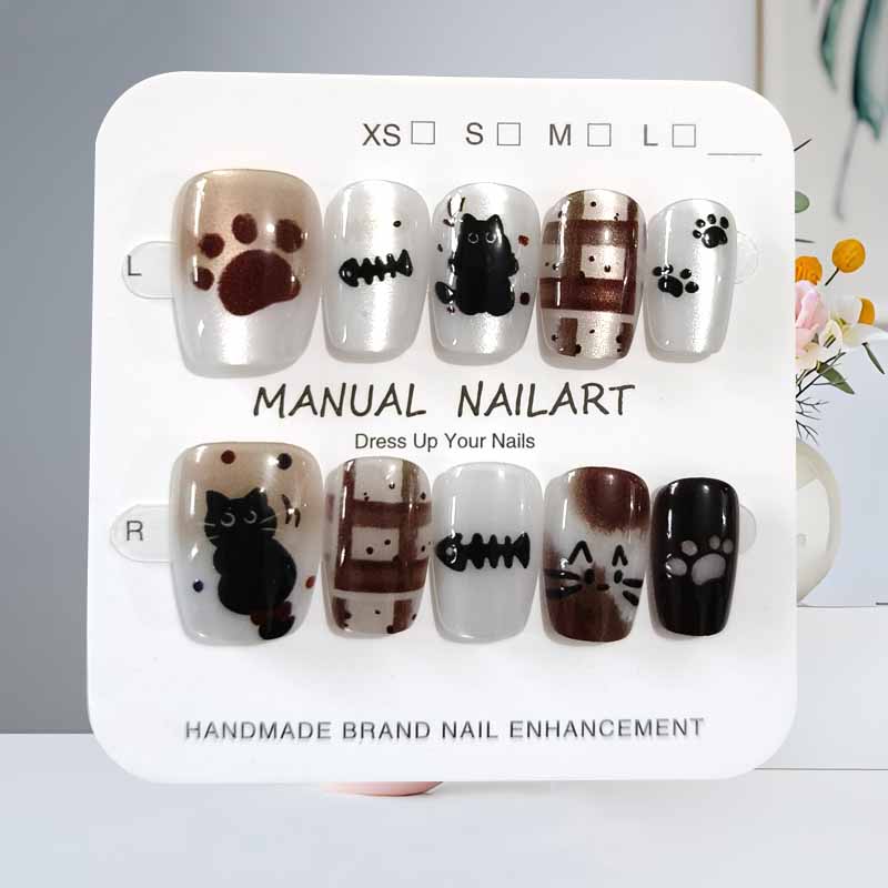10Pcs Cute Cartoon Black Cat a - Nail Art Pink ulasan dan harga