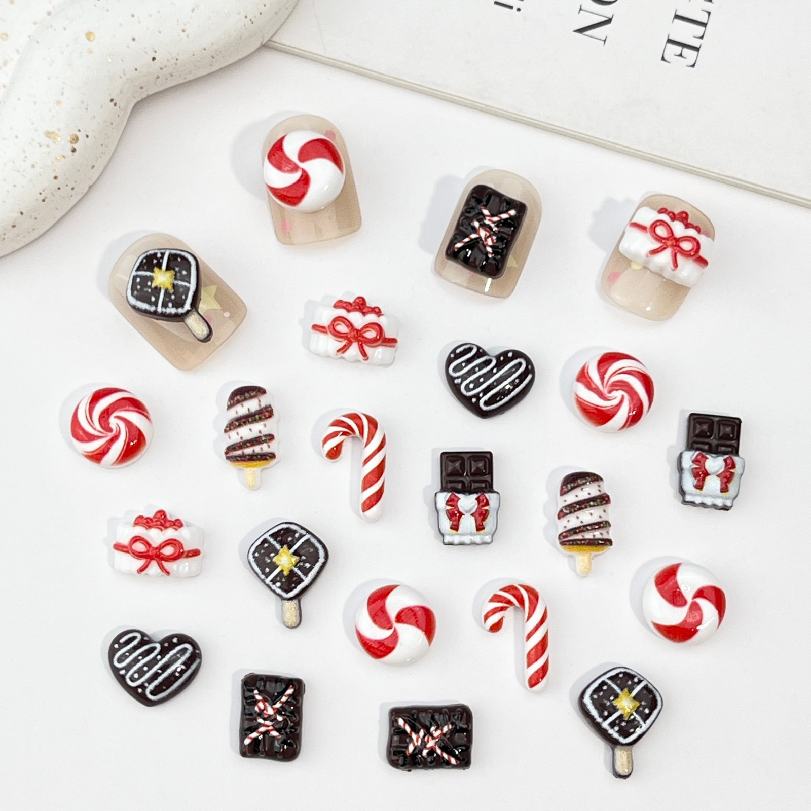 50pcs Resin Mini Christmas cho - Nail Art Xmas ulasan dan harga